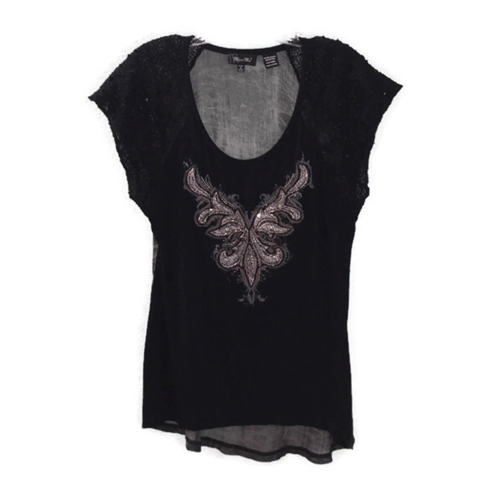 Miss Me Black Embellished Sequin Tunic Top